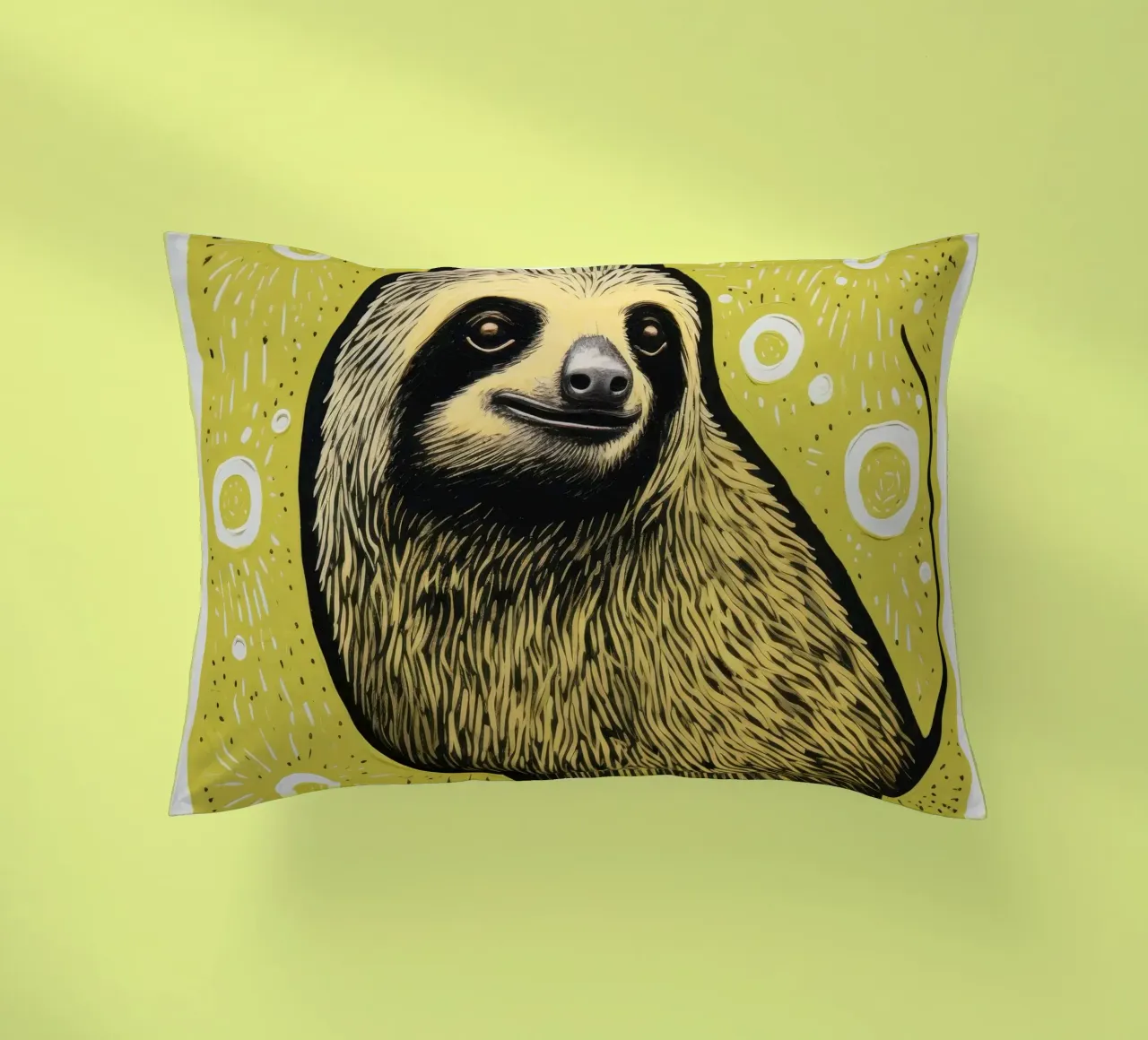 Bradipo verde 4 cuscino da Minimal Animal Art