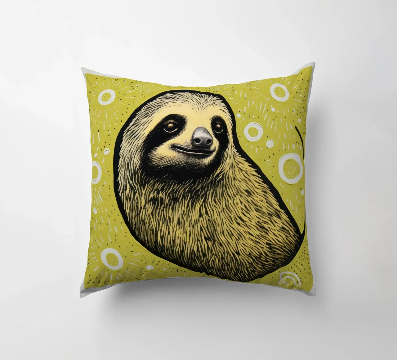 Bradipo verde 4 cuscino da Minimal Animal Art