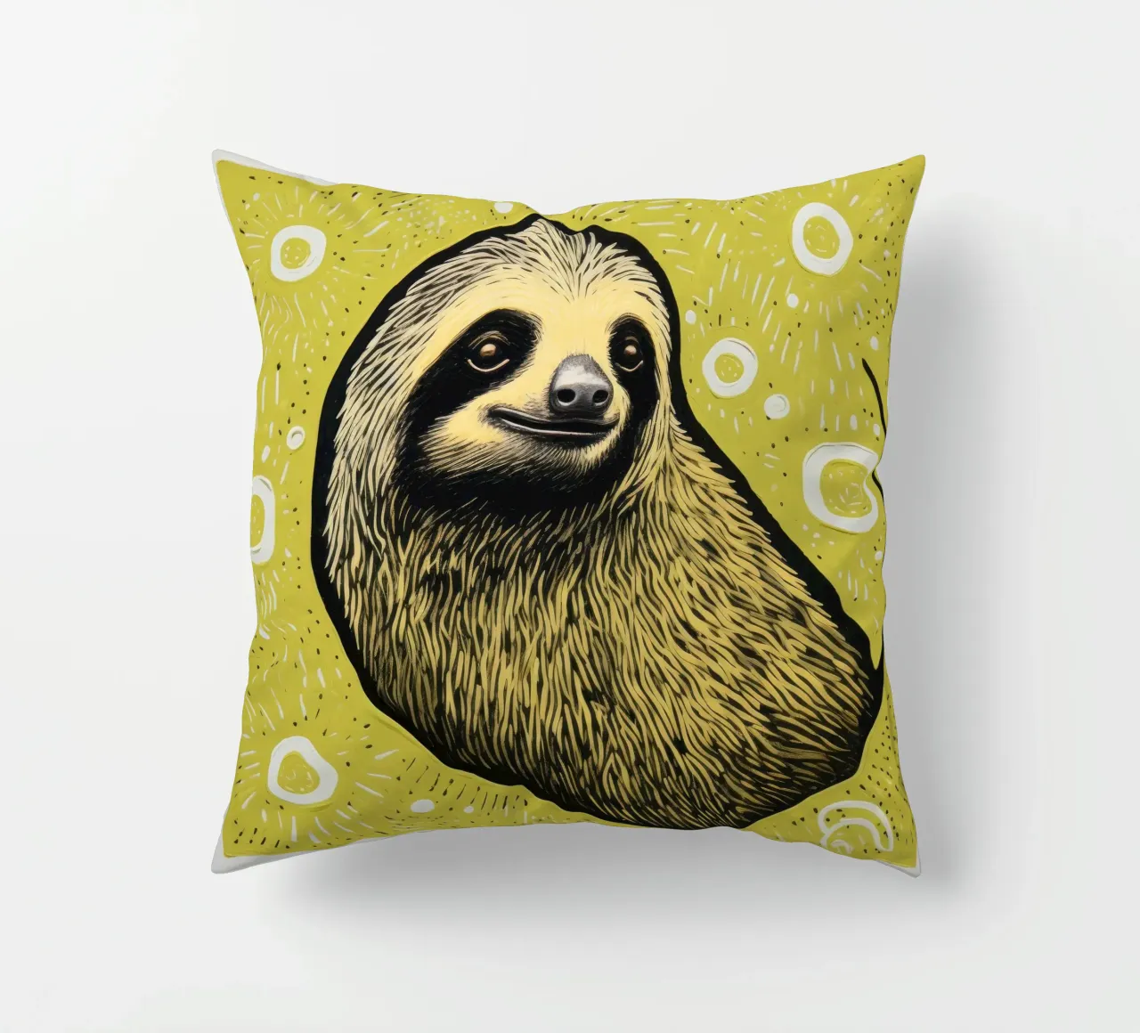 Bradipo verde 4 cuscino da Minimal Animal Art