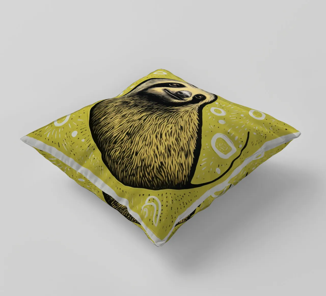 Bradipo verde 4 cuscino da Minimal Animal Art