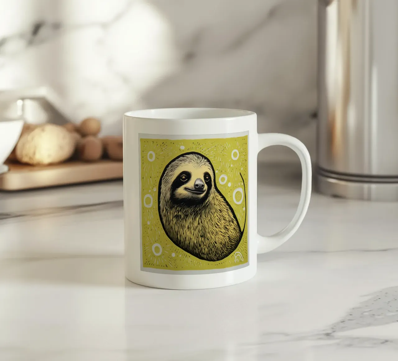 Bradipo verde 4 tazza in ceramica da Minimal Animal Art