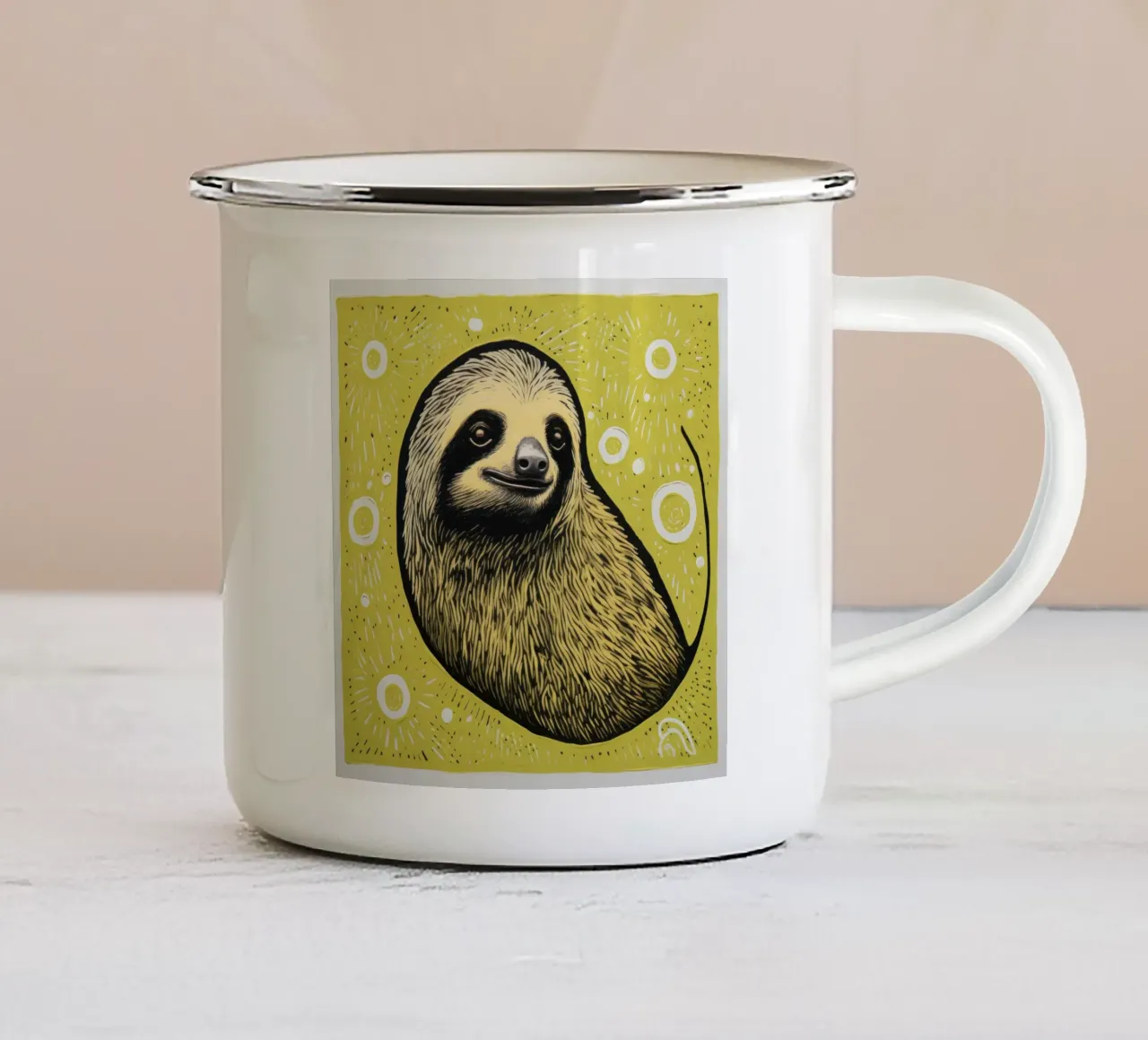 Bradipo verde 4 tazza in smalto da Minimal Animal Art
