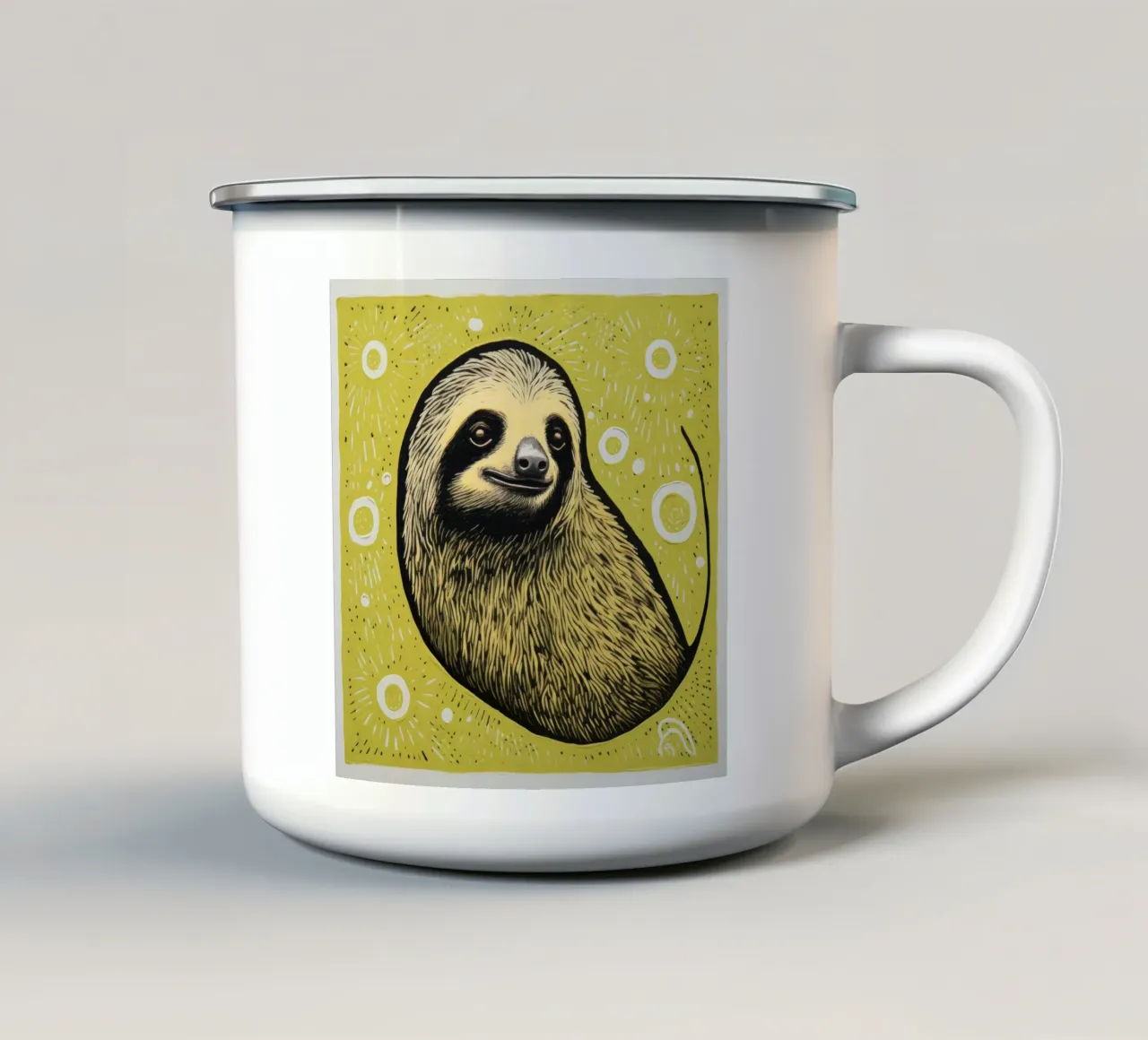 Bradipo verde 4 tazza in smalto da Minimal Animal Art
