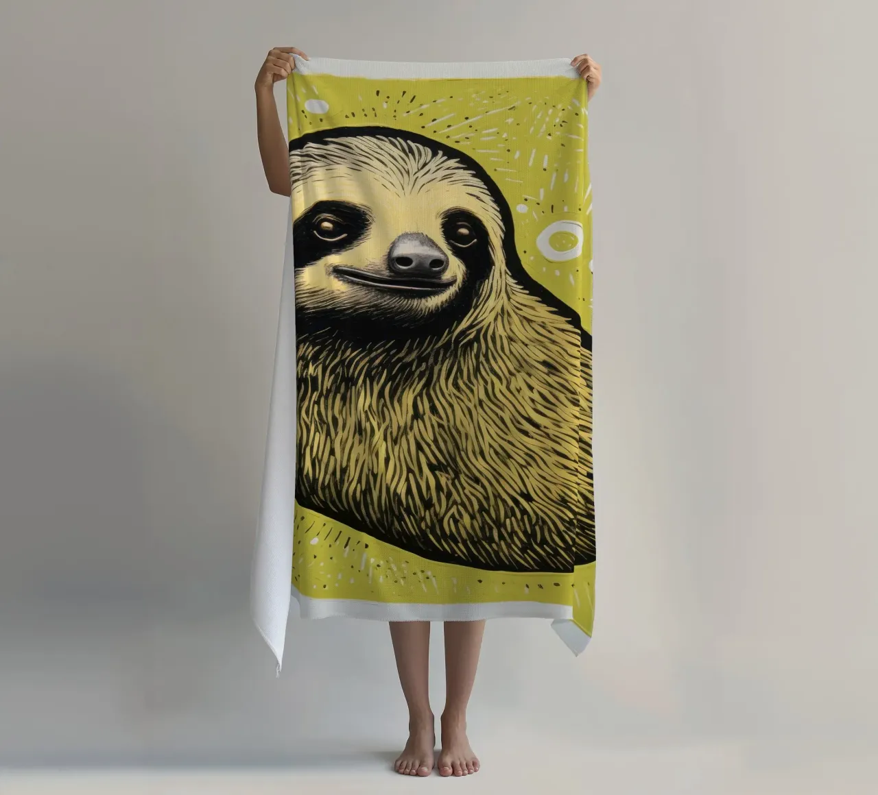Bradipo verde 4 telo mare da Minimal Animal Art