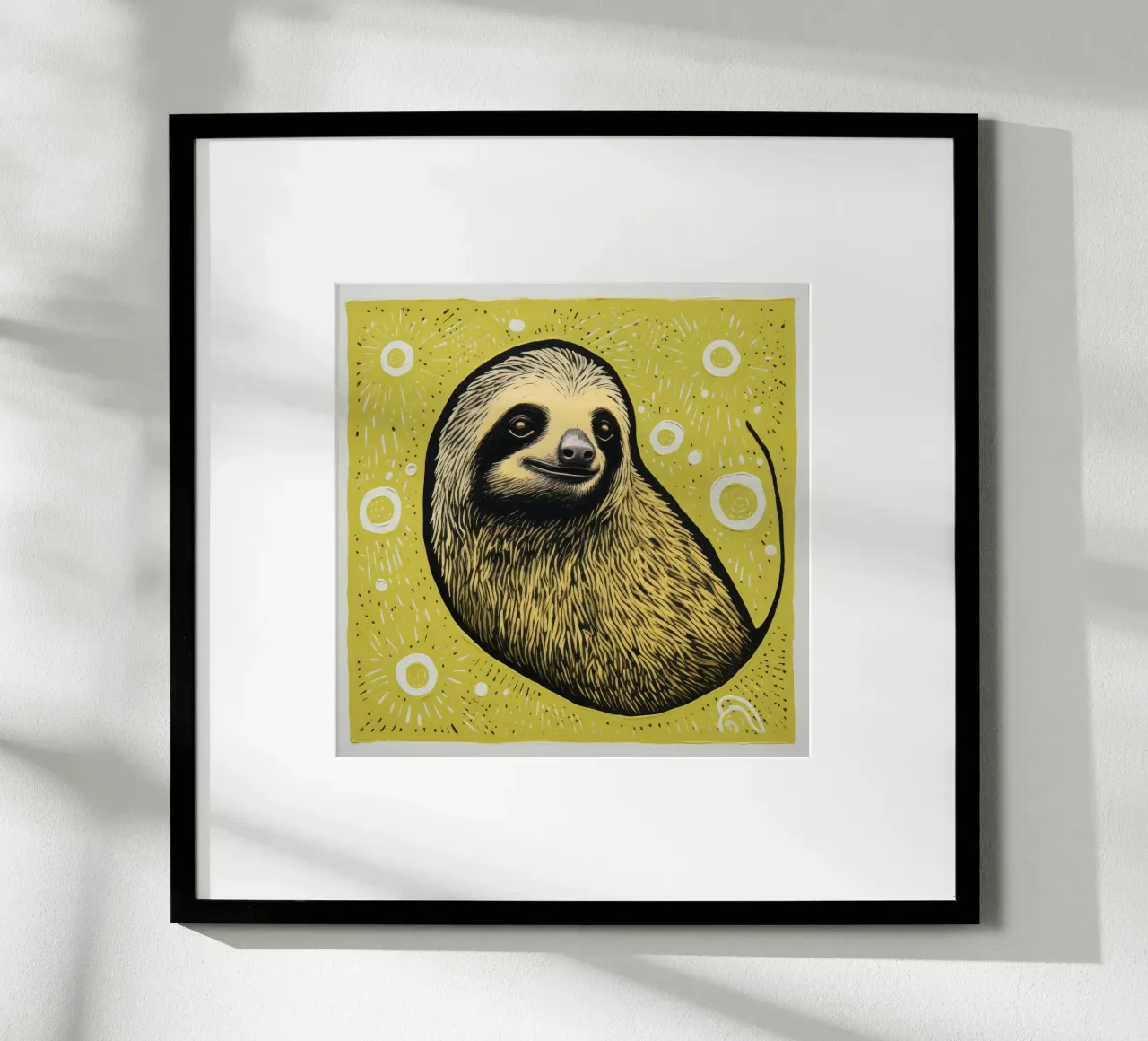 Bradipo verde 4 poster con telaio in plastica da Minimal Animal Art
