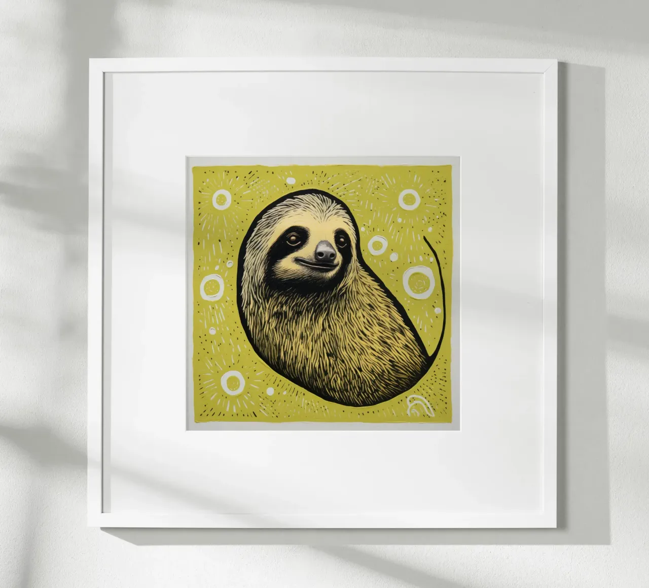 Bradipo verde 4 poster con telaio in plastica da Minimal Animal Art
