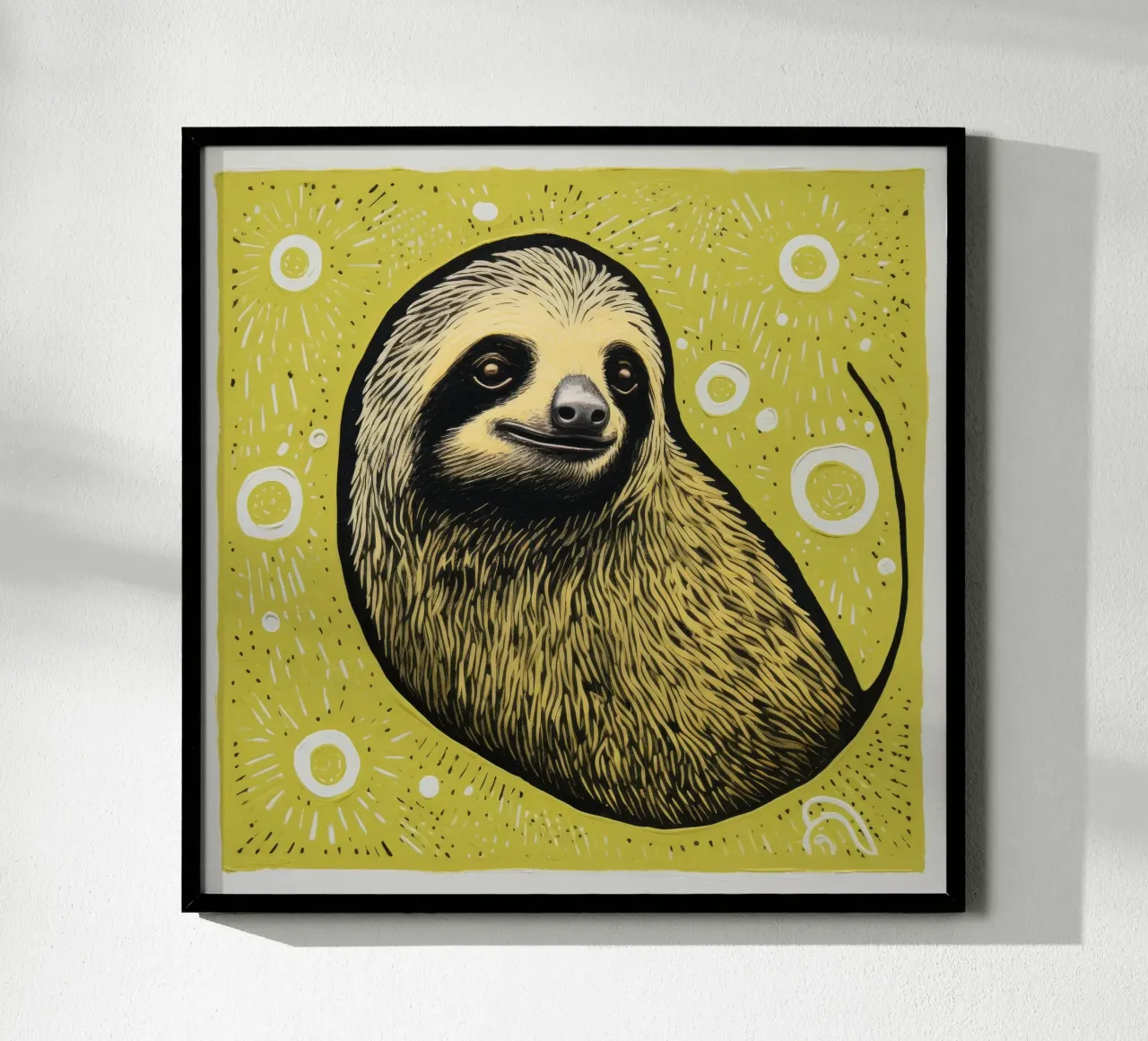 Bradipo verde 4 poster con telaio in plastica da Minimal Animal Art