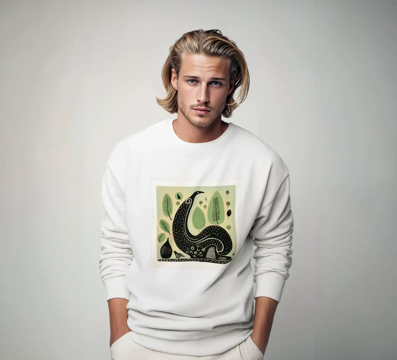 Green Slug 1 sweatshirt van Minimal Animal Art