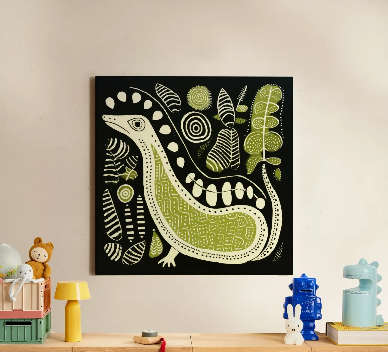 Lumaca verde 3 tela con Cornice a cassetta da Minimal Animal Art