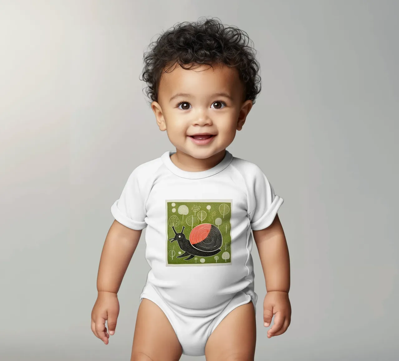 Lumaca verde 1 body neonato maniche corte da Minimal Animal Art