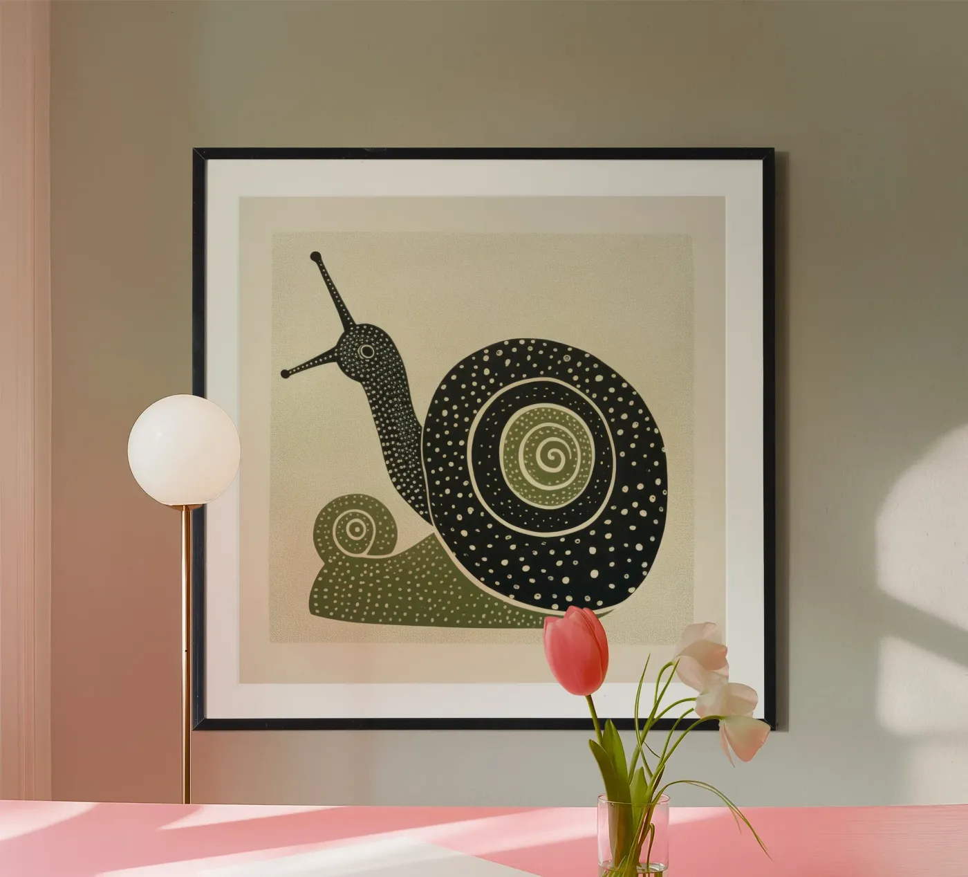 Green Snail poster da Minimal Animal Art