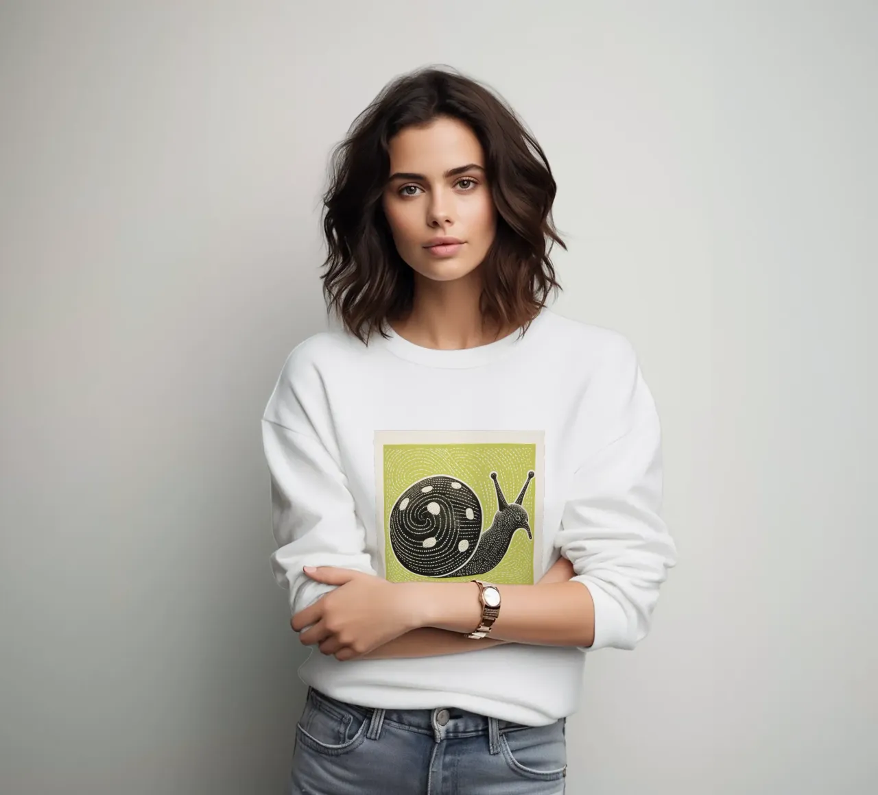 Groene Slak 3 sweatshirt van Minimal Animal Art