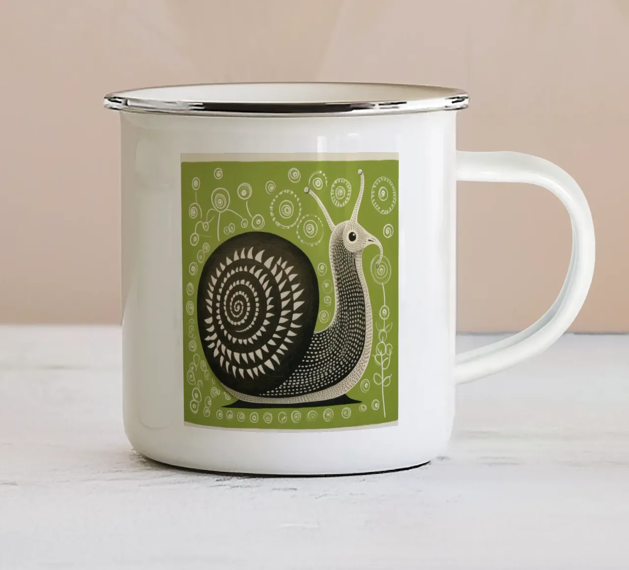 Lumaca verde 4 tazza in smalto da Minimal Animal Art