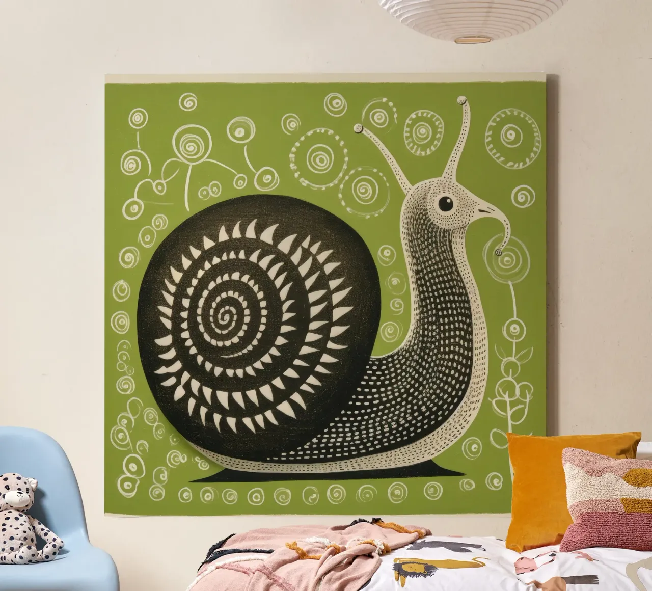 Lumaca verde 4 tela con Cornice a cassetta da Minimal Animal Art