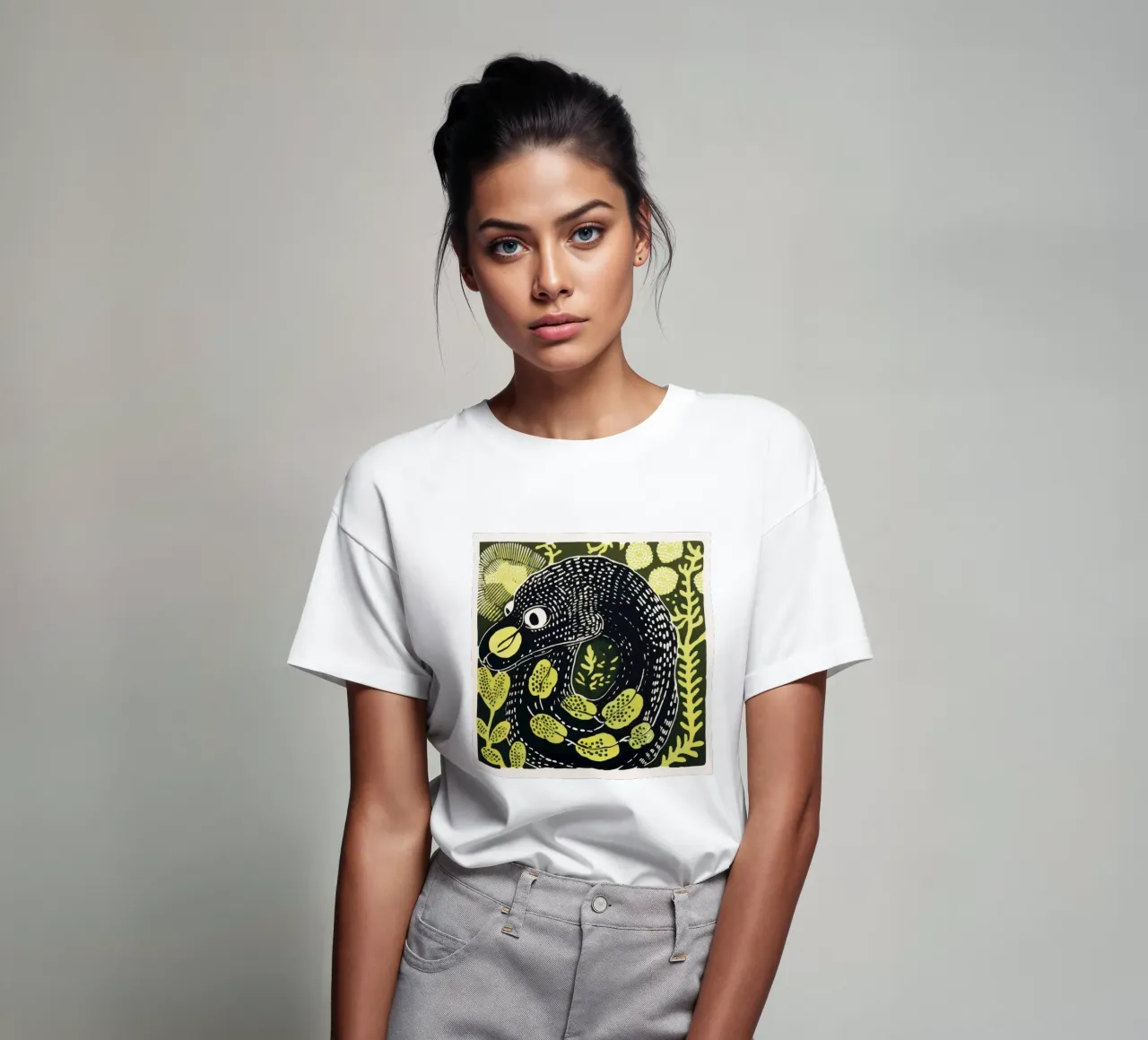 Serpente verde 1 t-shirt da Minimal Animal Art