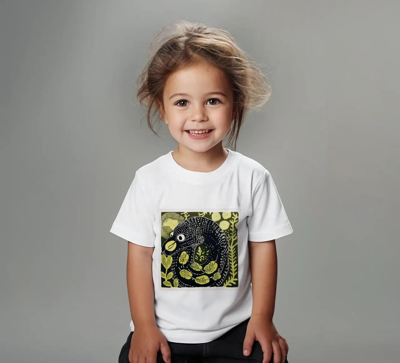 Serpente verde t-shirt bambini da Minimal Animal Art