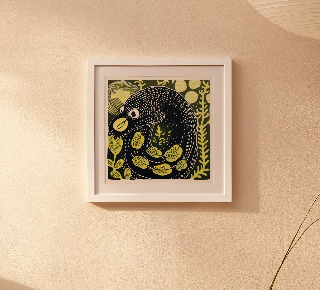 Serpente verde 1 poster con telaio in plastica da Minimal Animal Art