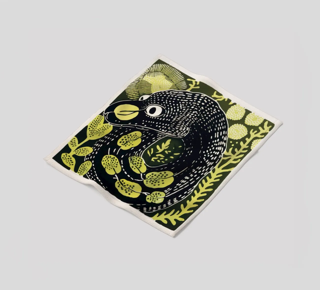 Serpente verde 1 coperta in pile da Minimal Animal Art