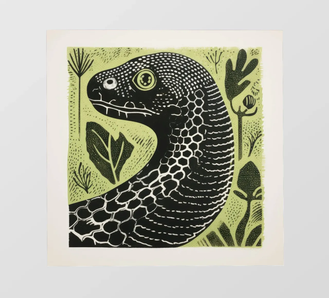 Serpente verde 2 pellicola backlit da Minimal Animal Art