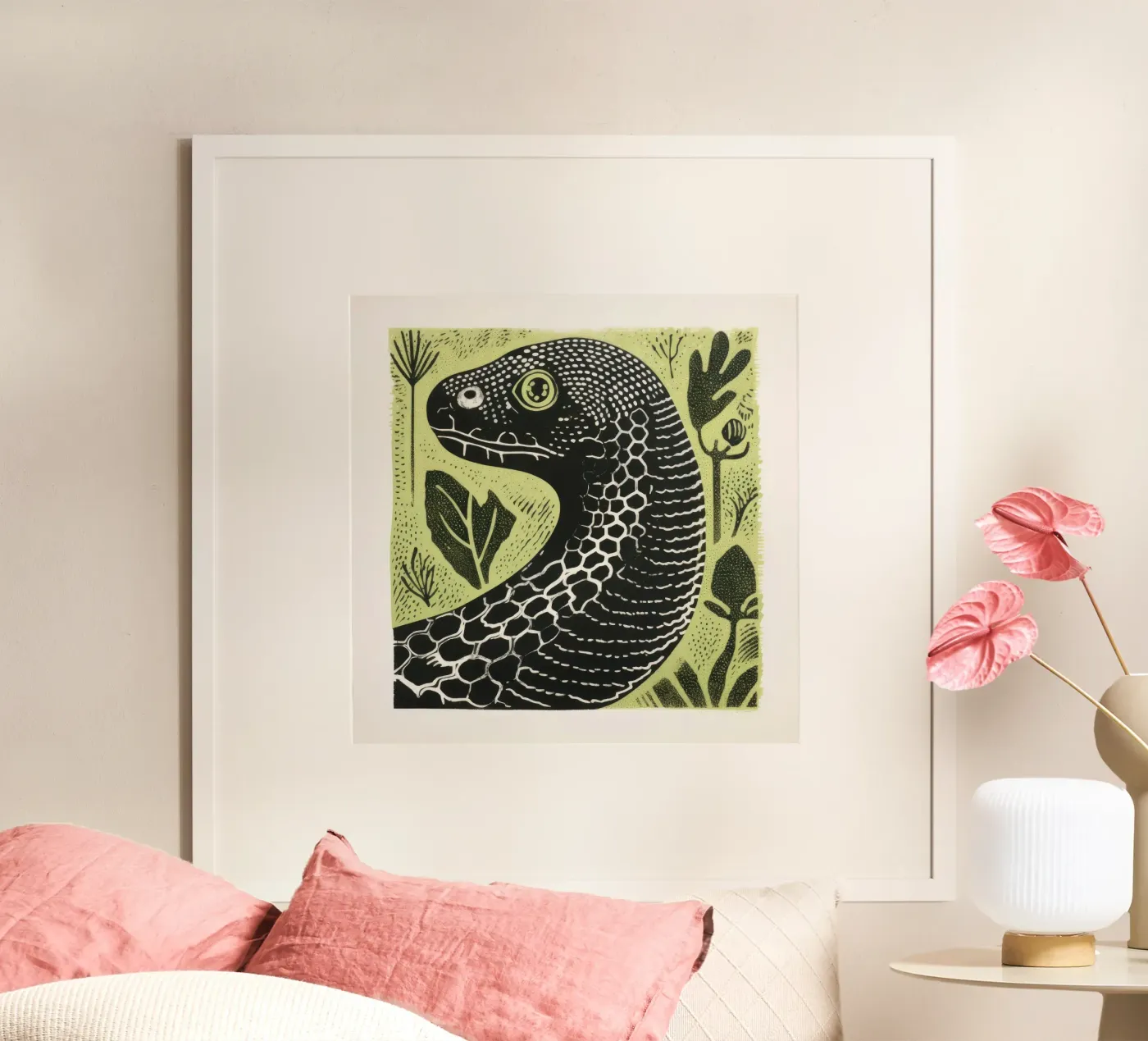 Green Snake poster da Minimal Animal Art