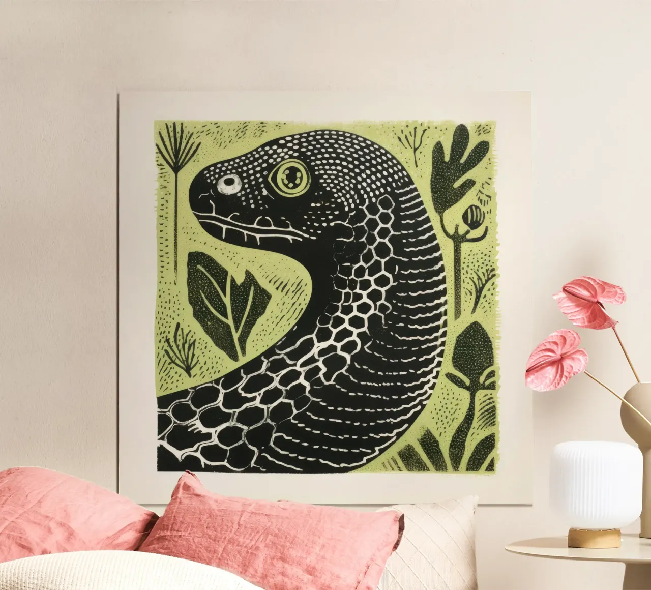 Serpente verde poster da Minimal Animal Art