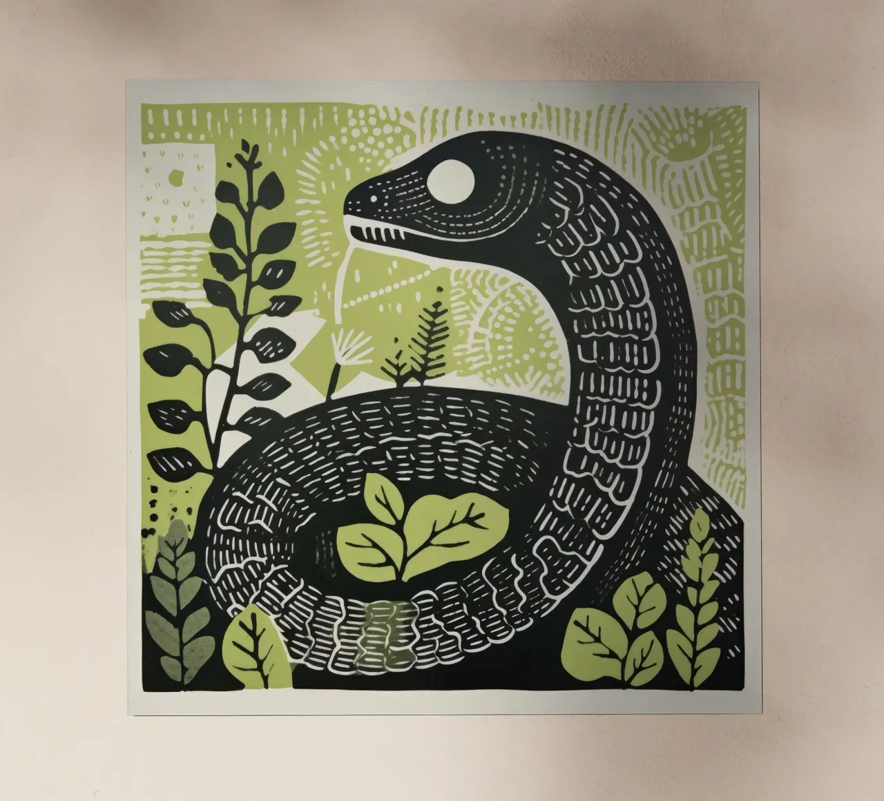 Serpente verde 3 pellicola backlit da Minimal Animal Art