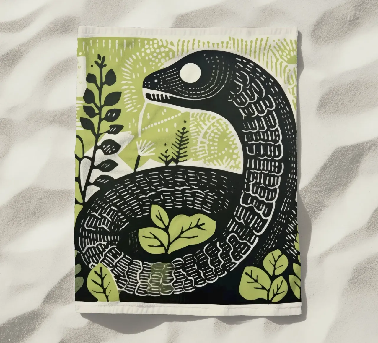 Serpente verde 3 telo mare da Minimal Animal Art