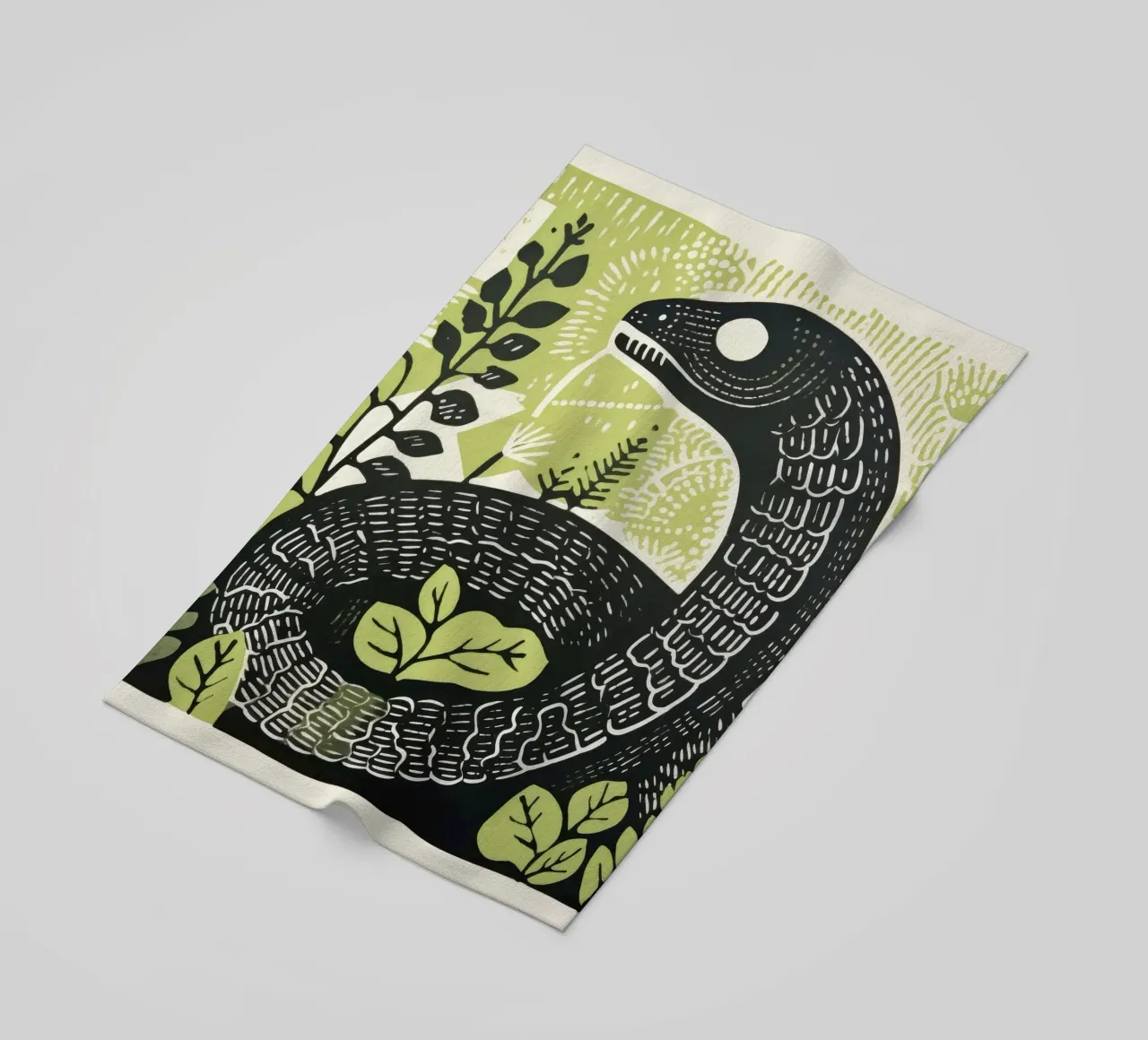 Serpente verde 3 telo mare da Minimal Animal Art