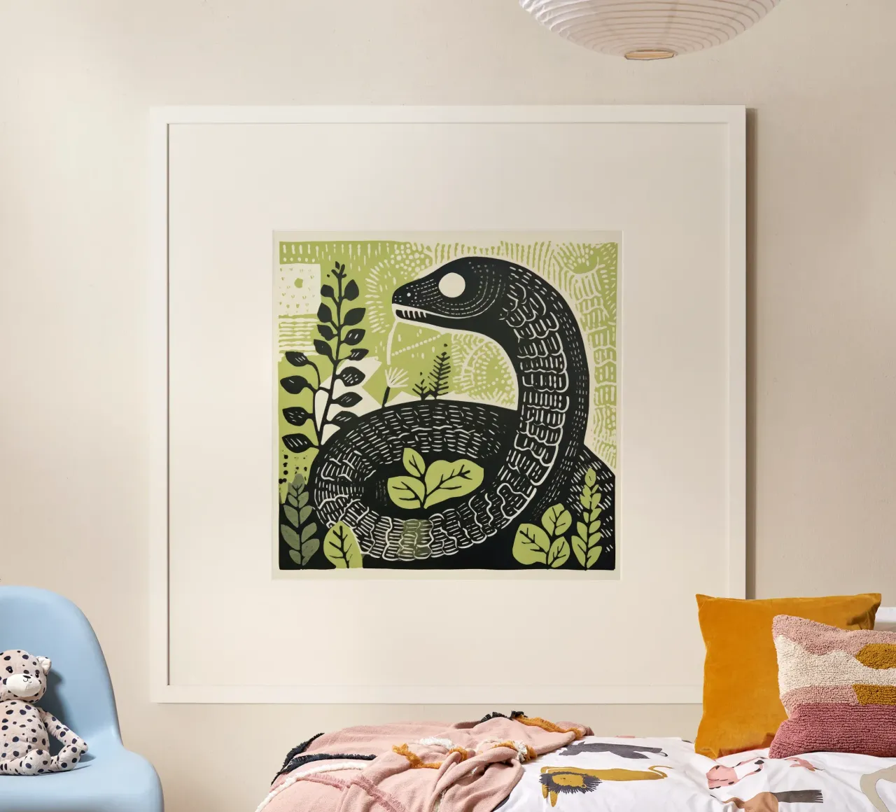 Serpente verde 3 poster da Minimal Animal Art