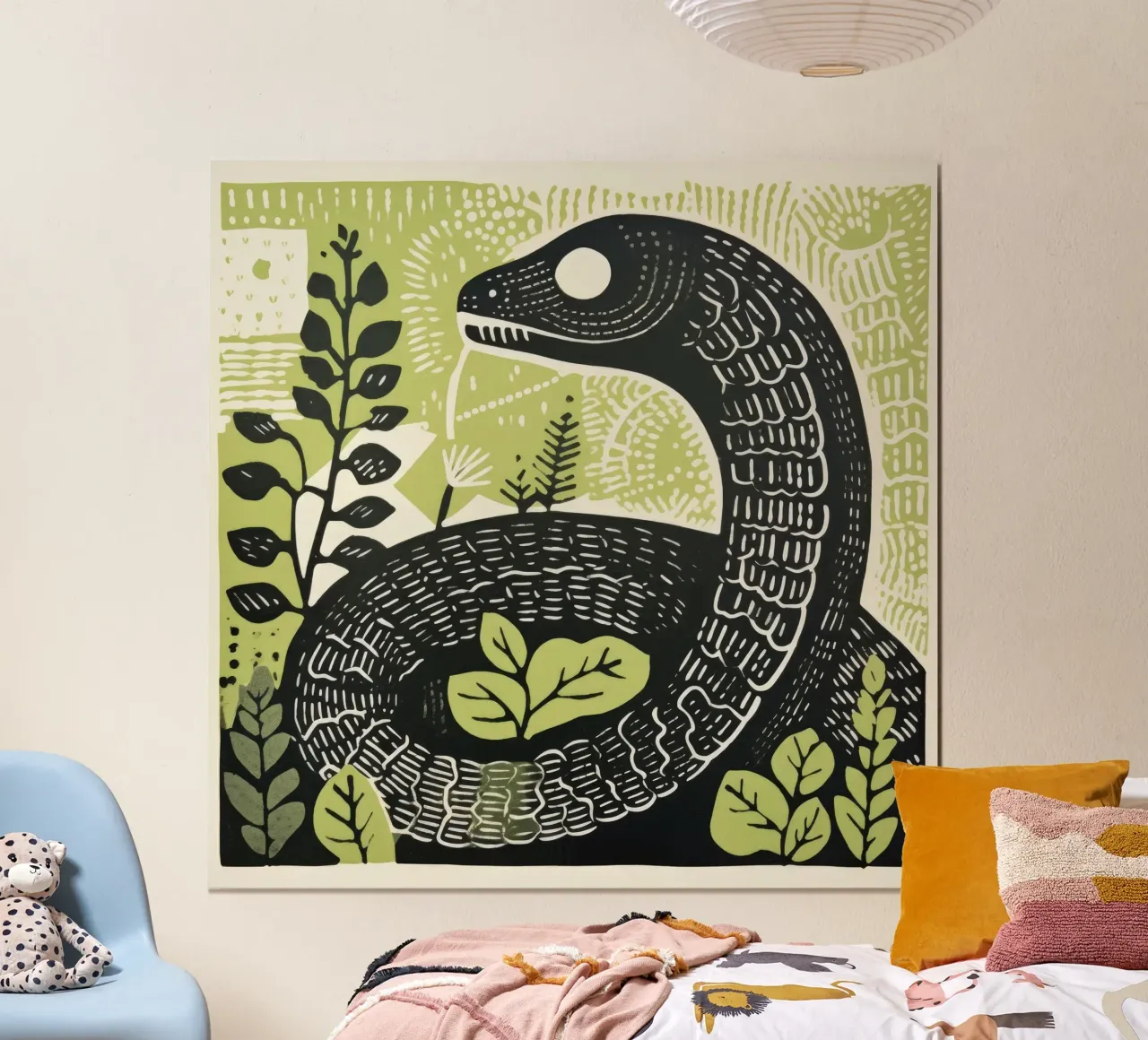 Serpente verde 3 poster da Minimal Animal Art