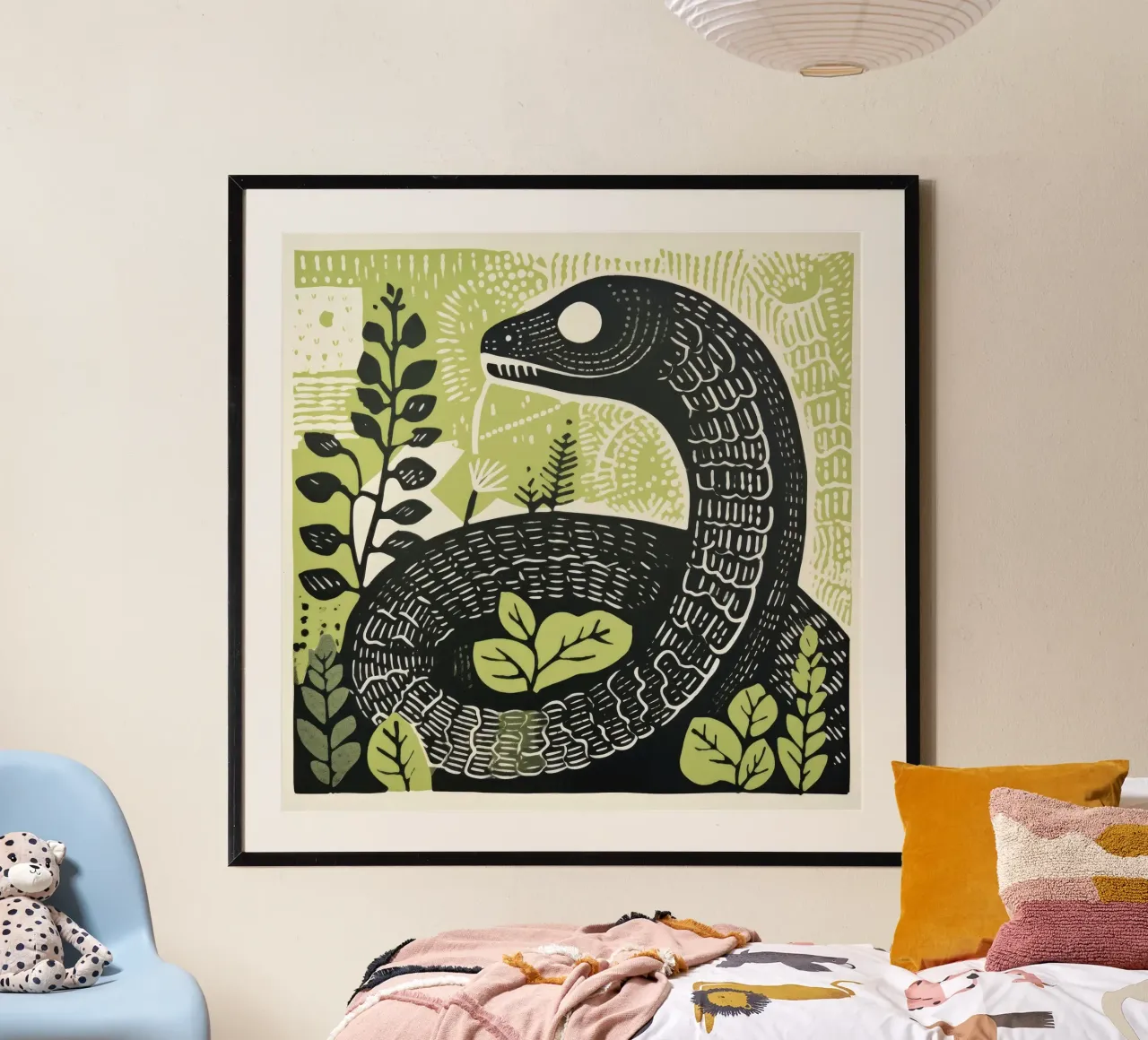 Serpente verde 3 poster da Minimal Animal Art