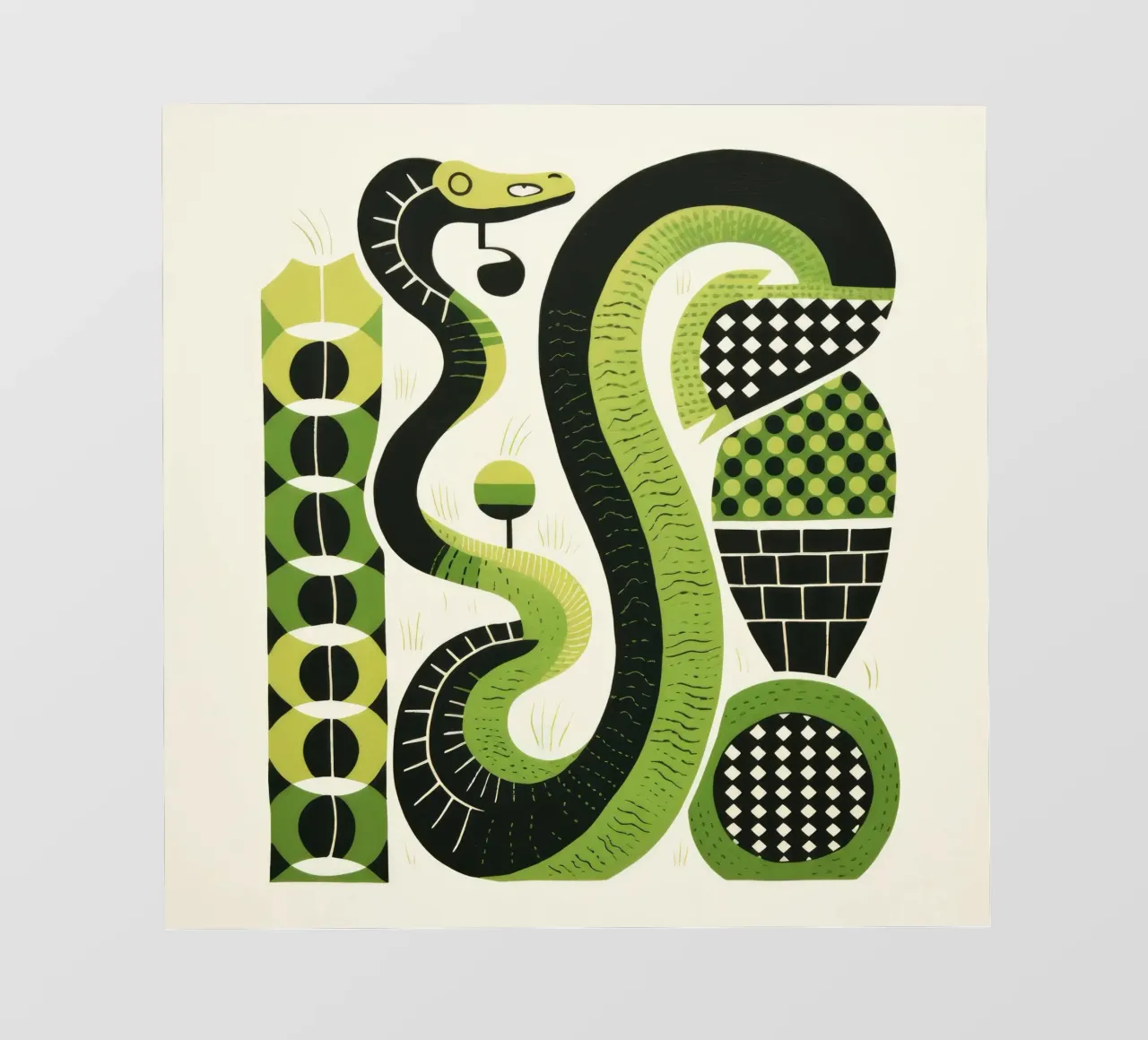Serpente verde 4 pellicola backlit da Minimal Animal Art