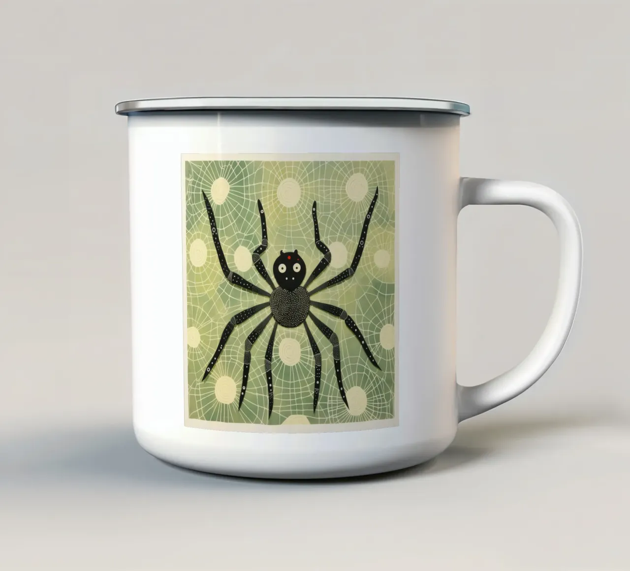 Ragno verde 1 tazza in smalto da Minimal Animal Art