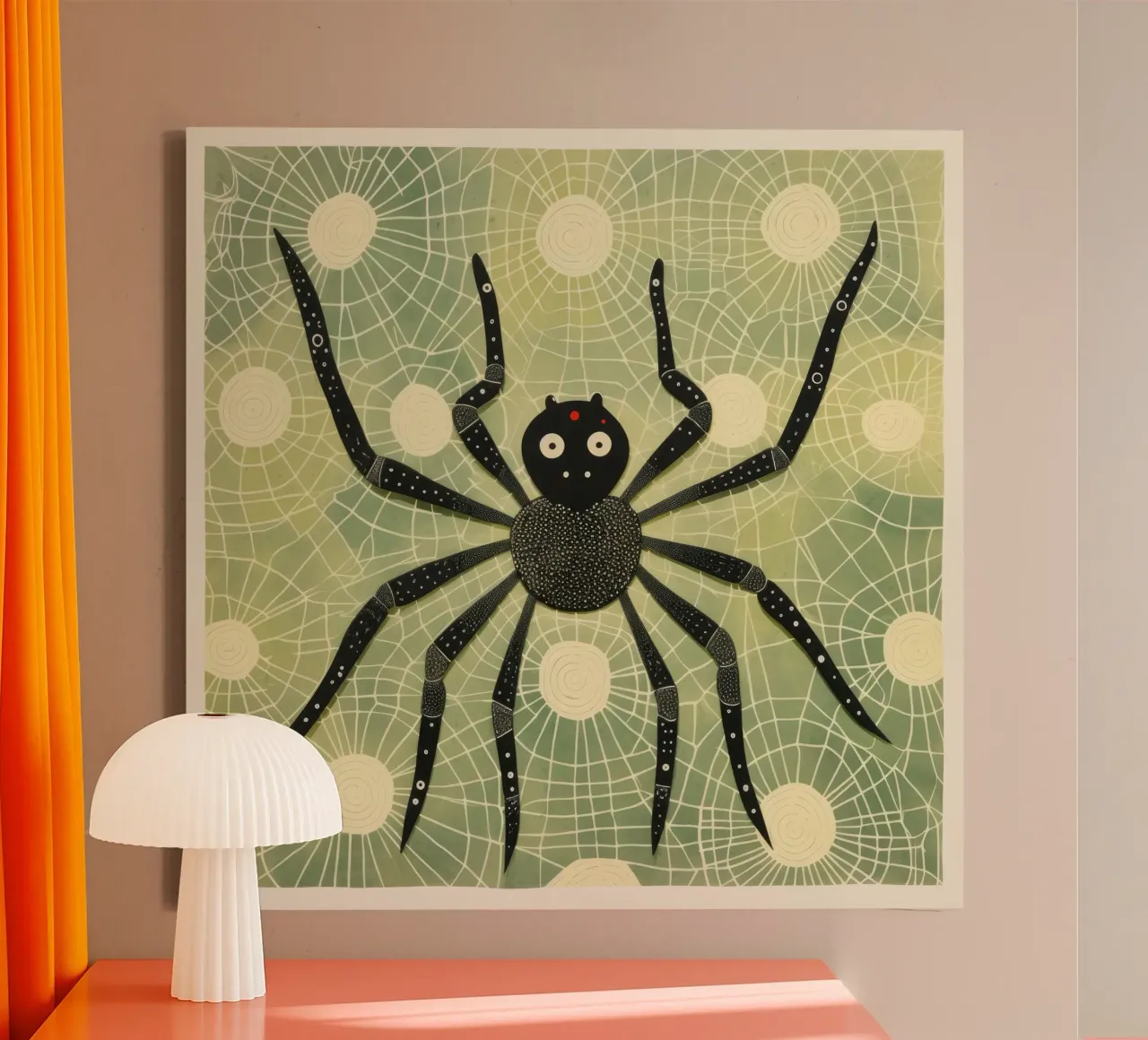 Green Spider 1 Leinwand von Minimal Animal Art