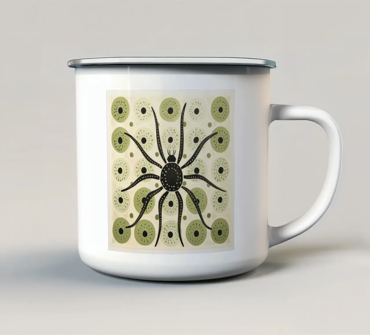 Ragno verde 2 tazza in smalto da Minimal Animal Art