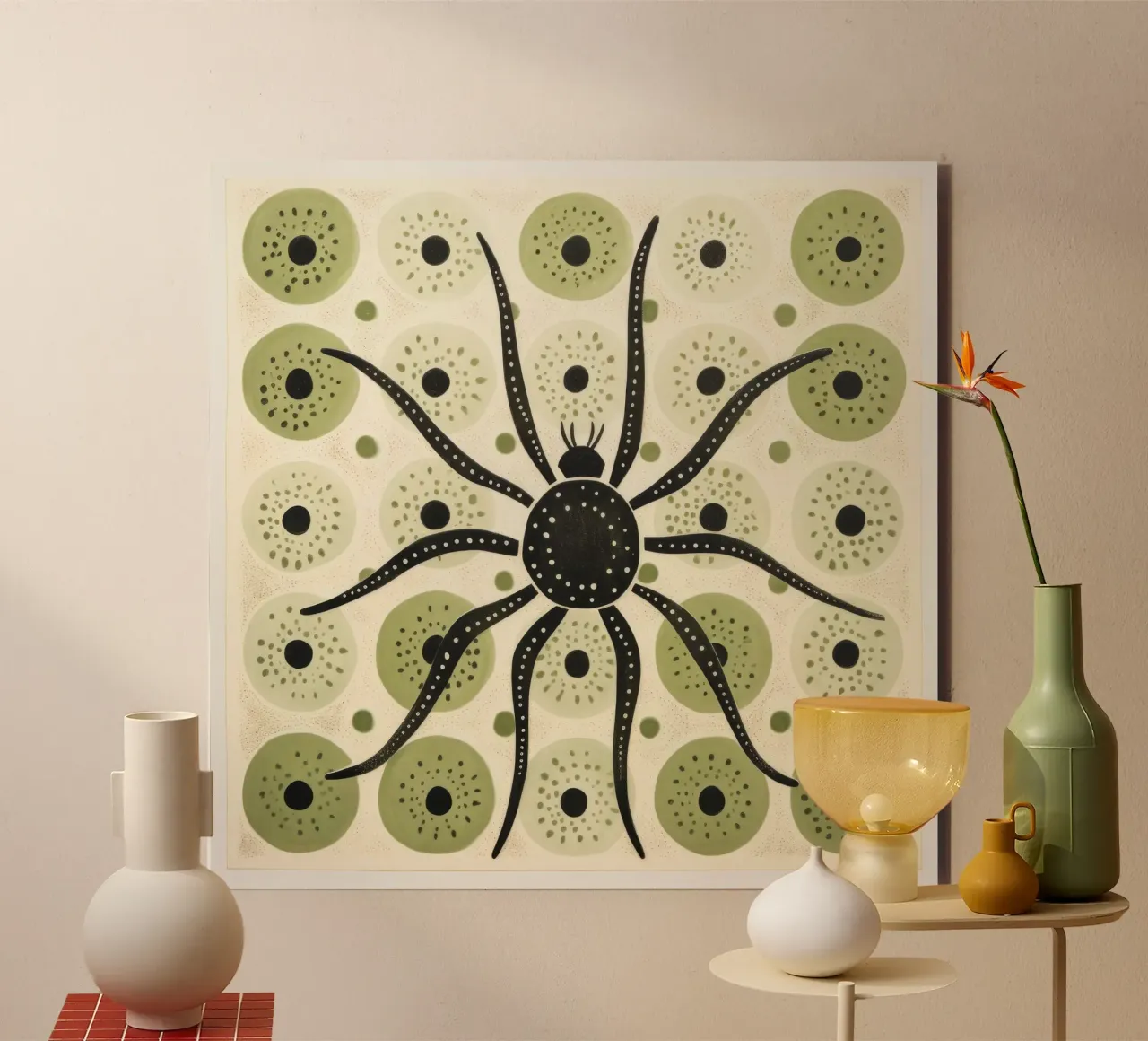 Ragno verde 2 alluminio dibond da Minimal Animal Art