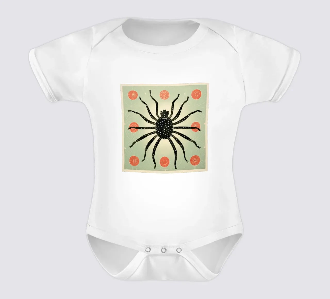 Ragno verde 3 body neonato maniche corte da Minimal Animal Art