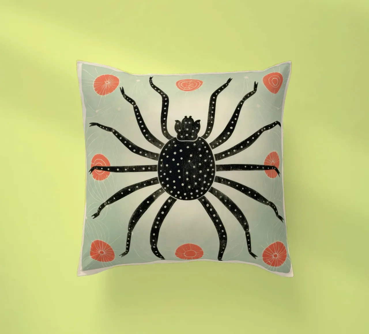 Ragno verde 3 cuscino da Minimal Animal Art
