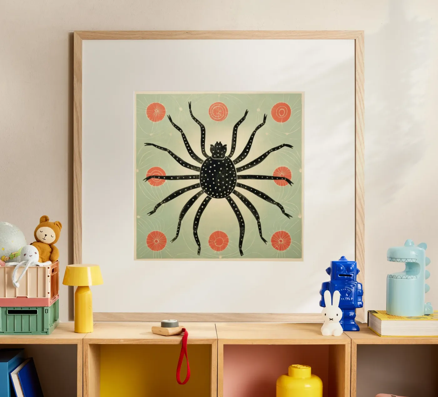 Groene spin poster van Minimal Animal Art