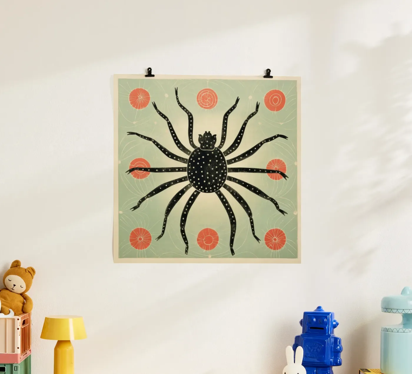 Groene spin poster van Minimal Animal Art