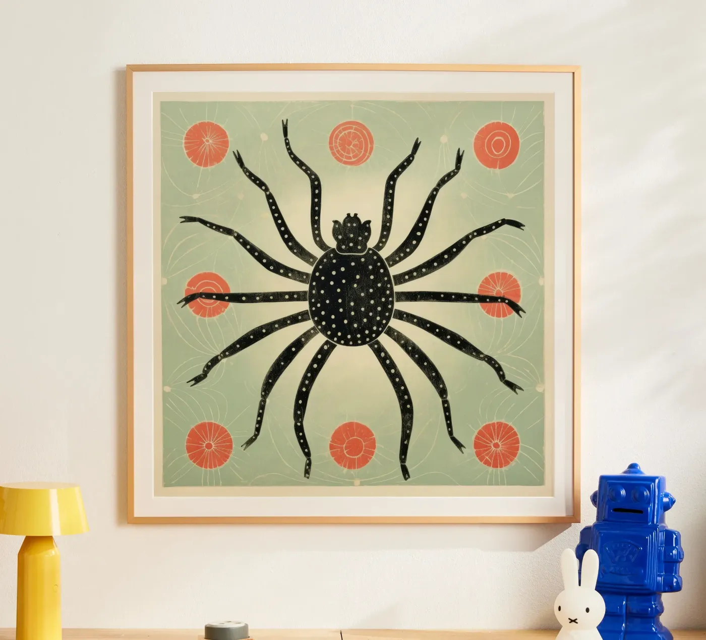 Groene spin poster van Minimal Animal Art