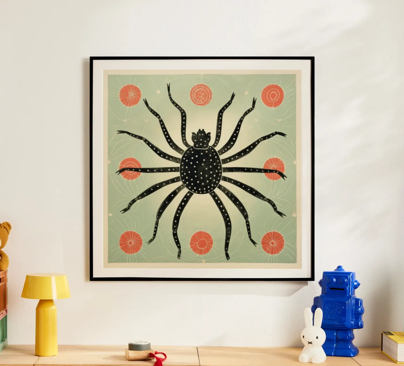 Groene spin poster van Minimal Animal Art