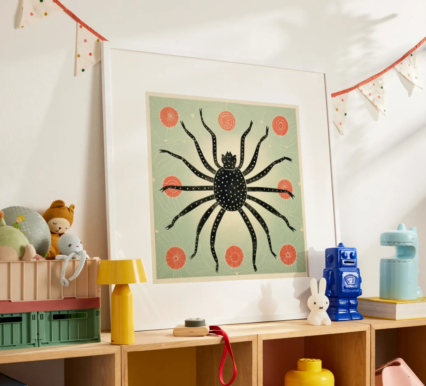 Groene spin poster van Minimal Animal Art