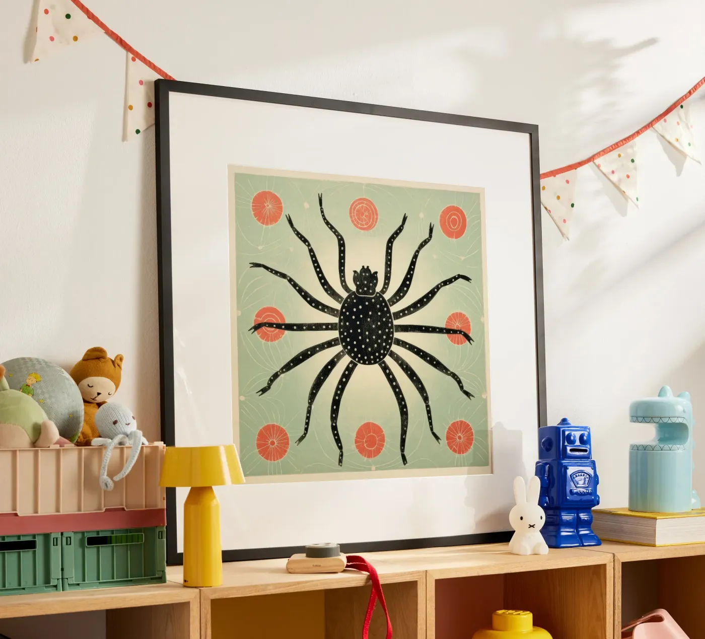 Groene spin poster van Minimal Animal Art