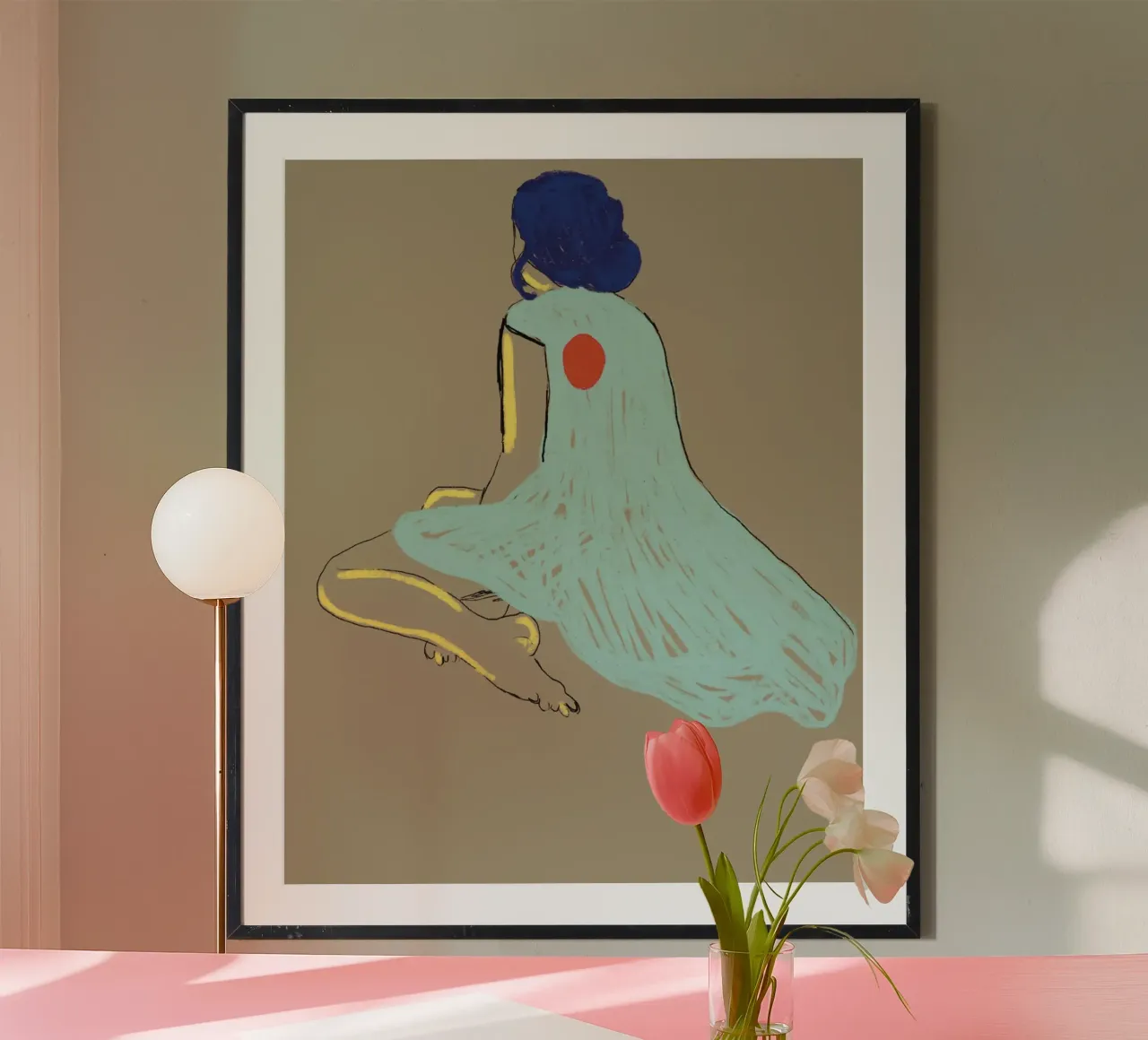 Figura dei posti a sedere poster con telaio in legno da tainah negreiros