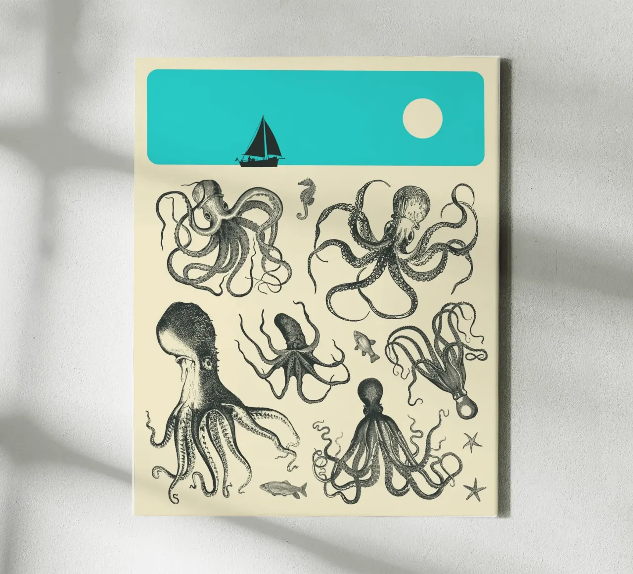 TENTACLES canvas met Baklijst van Jazzberry Blue