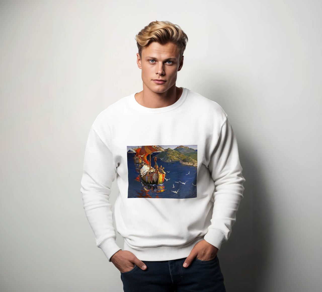 Nicholas Roerich - Guests from Overseas sweatshirt by Timeless Artworks