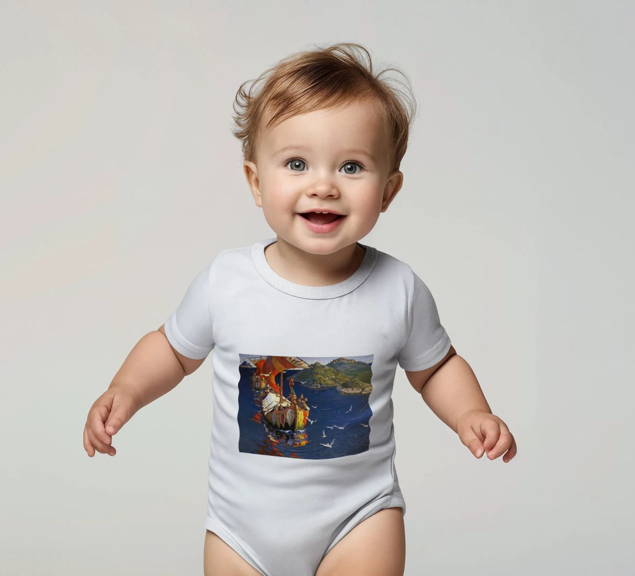 Nicholas Roerich - Guests from Overseas short-sleeve baby romper by Timeless Artworks