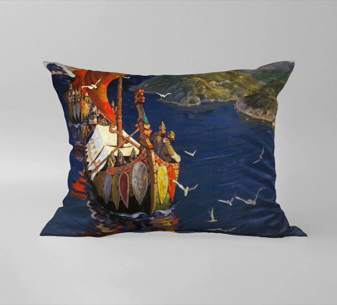 Nicholas Roerich - Guests from Overseas decorative cushion by Timeless Artworks