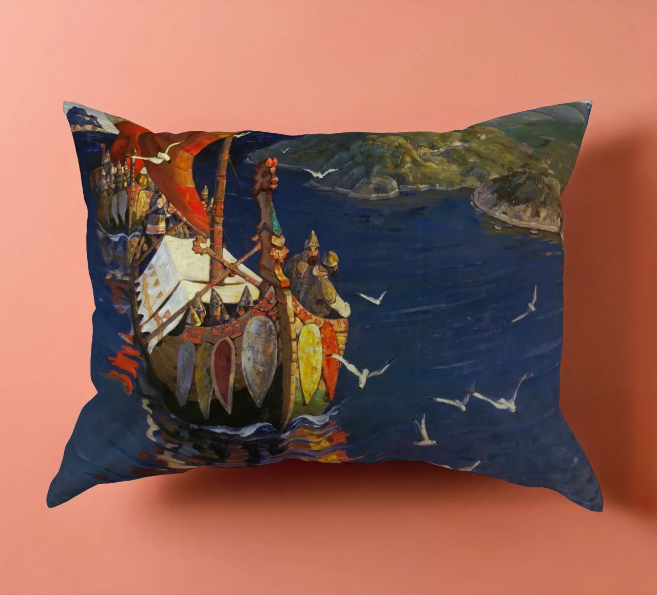 Nicholas Roerich - Guests from Overseas decorative cushion by Timeless Artworks